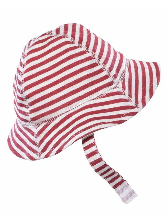 Children's Striped Sun Hat with Velcro Chin Cord CTK2388 Red