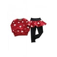 thumbnail image 1 of Children's Suit Girls Stitching Sports Fashion Trendy Kids Love Heart Shapes Printed Sweater Two-piece Suit, 1 of 1