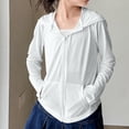 thumbnail image 1 of Children's Summer Hooded Jackets Zip up Sun Protection Cardigan Lightweight Outerwear for Summer Beach and Travel White 7-8Y, 1 of 7