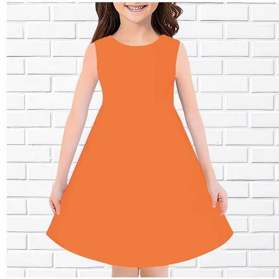 Children's Summer Sleeveless Casual Fashion Color Casual Party Dress 4-14 Years Clothes for Kids