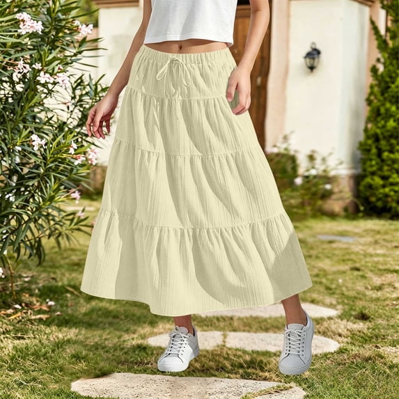 Children's Summer Solid Bow Dress, Elastic Waist Sports Skirt for Kids, Casual