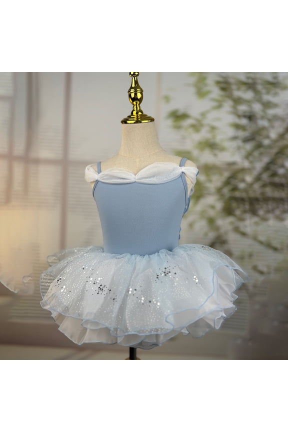 Children's Summer Solid Color High Elasticity Breathable Suspender Backless Gymnastics Uniform Sequin Mesh Jumpsuit For Kids Party Dress For Girls