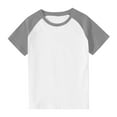 thumbnail image 1 of Children's Summer T-Shirt Color Block Crew Neck Short Sleeve Tops Casual Loose Basic Tee for Boys Girls (4 Years, Gray 1), 1 of 8