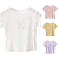 thumbnail image 1 of Children's Summer T Shirt Short Sleeve Round Neck Solid Color Top Casual Going Out for 1 To 7 Years 4t T Shirts Girls 3-4 Years, 1 of 5