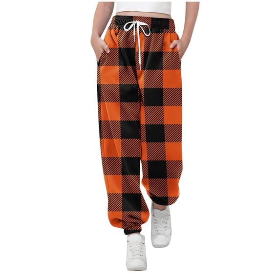 Children's Sweatpants Pants with Plus Size Deep Pockets 7/8 Stretch Ankle Sweatpants for Golf, Athletic, Lounge, Travel, Work Orange 11 Years