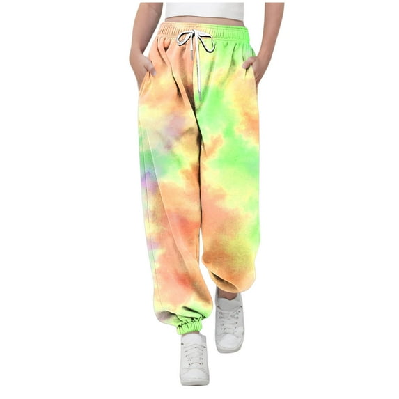 Children's Sweatpants Wide-leg Pants Athletic Running Petite/Regular/Tall Sweatpants with Pockets Tapered Casual Workout Pants Yellow 11 Years