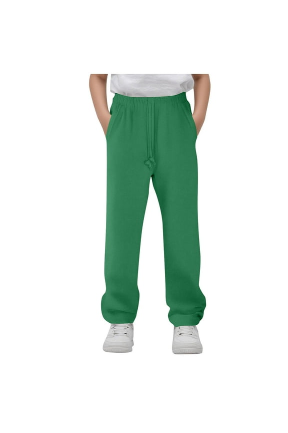 Children's Sweatpants with Zipper Pockets Children's And Boys' Solid Color Casual Elastic Waist Drawstring Strap Pocket Straight Leg Pants Sports Pants Long Pants Athletic Pants Army Green 9 Years