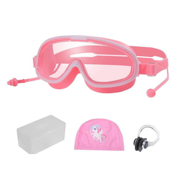 DGYAO Children's Swimming Goggles with Unicorn Swim Cap Pink