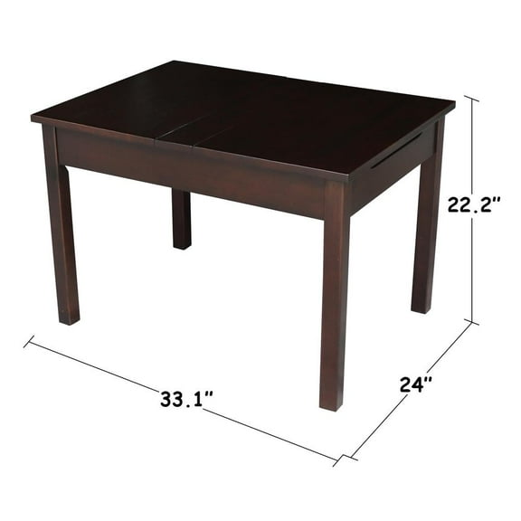 International Concepts Indoor Wood Lift Top Table for Storage in Rich Mocha