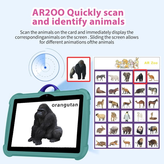 Children's Tablet Computer 7-Inch Android WIFI Bluetooth Kids Learning Device with 2GB RAM 16GB ROM and Stylus