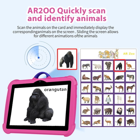 Children's Tablet Computer 7-Inch Android WIFI Bluetooth Kids Learning Device with 2GB RAM 16GB ROM and Stylus