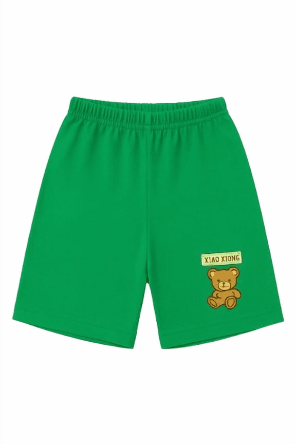 Children's Teddy Bear Shorts - Green - XLarge