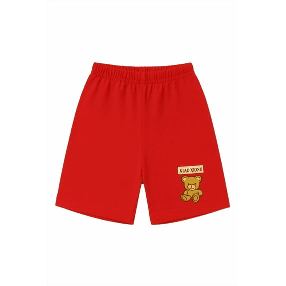 Children's Teddy Bear Shorts - Red - Large