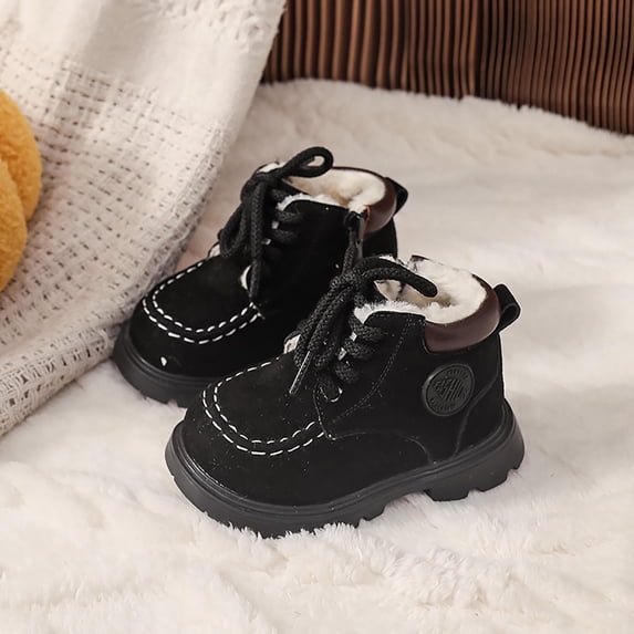 Children's Thick Warm Boys And Girls Baby Toddler Shoes Plus Velvet Soft Bottom Snow Boots