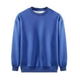 thumbnail image 1 of Children's Thickened Sweatshirts Solid Color Fleece Lined Long Sleevepullover Tops Round Neck Warm Soft Sweatshirt Blue 7-8Years, 1 of 5