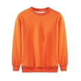 thumbnail image 1 of Children's Thickened Sweatshirts Solid Color Fleece Lined Long Sleevepullover Tops Round Neck Warm Soft Sweatshirt Orange 5-6Years, 1 of 5