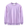thumbnail image 1 of Children's Thickened Sweatshirts Solid Color Fleece Lined Long Sleevepullover Tops Round Neck Warm Soft Sweatshirt Purple 9-10Years, 1 of 5