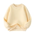 thumbnail image 1 of Children's Thickened Sweatshirts Solid Color Fleece Lined Long Sleevepullover Tops Round Neck Warm Soft Sweatshirt Yellow 3 Years, 1 of 5