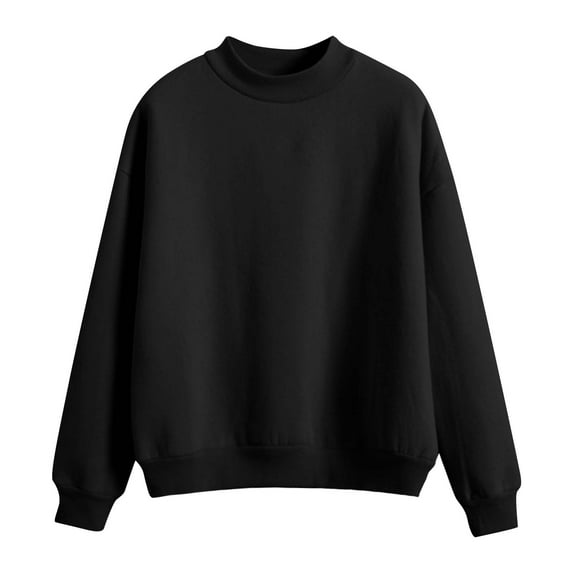 Children's Thickened Sweatshirts Velvet Lined Soft Warm Crewneck Pullover Tops Comfortable Long Sleeve Sweatshirts Black 14 Years