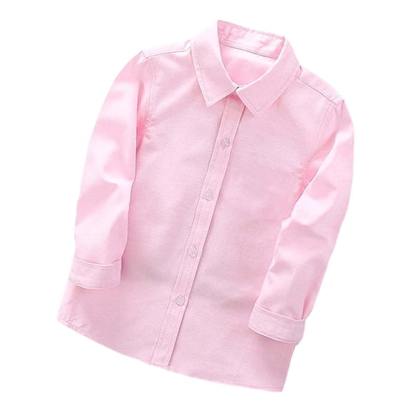 Children's Top - Classic Long Sleeve Performance Shirt for Boys Formal Stage Wear and Autumn School Outfits with Comfort Fit Design(Color:Pink,Size:11-12 Years)