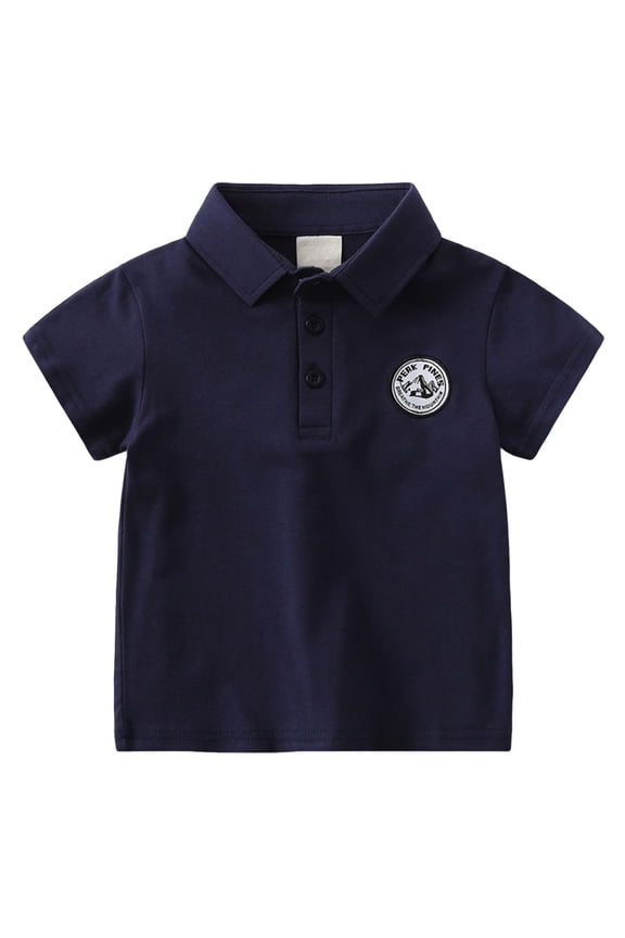 Children's Tops Boys' and Girls' Short-Sleeved Turtleneck T-Shirts Baby Pullover Pure Color Summer Polo