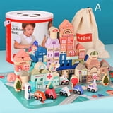 Children's Toys Wooden Building Blocks 115 Macarons Assembled Large ...