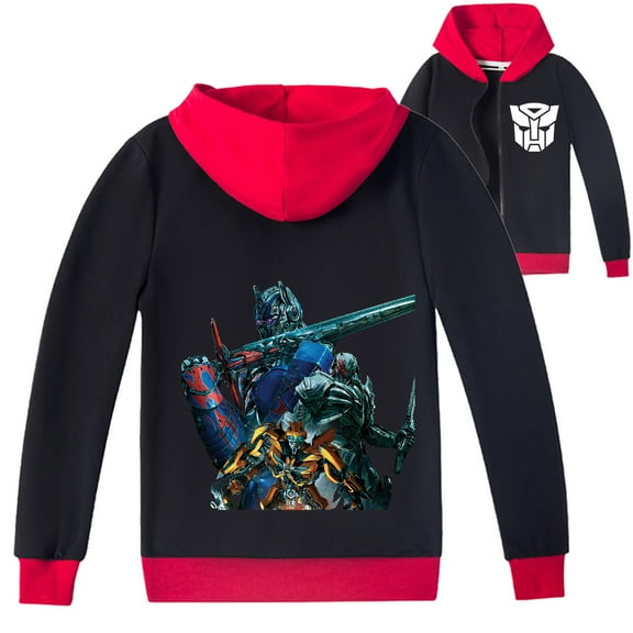 Children's Transformers Printed Zipper Hooded Coat, Suitable for Both Boys and Girls in Mild Seasons
