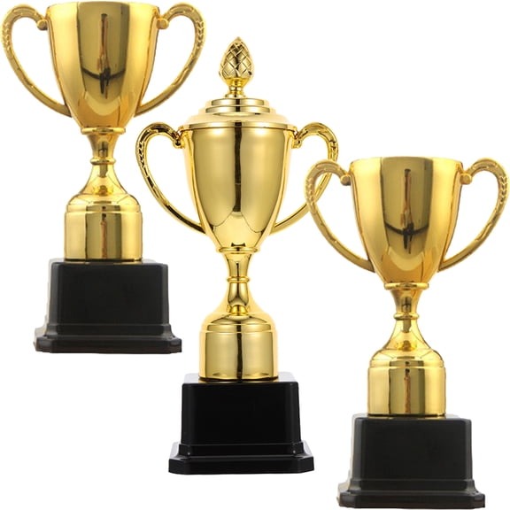 CIMAXIC 3Pcs School Competition Trophy Awards Golden Trophies for Football Baseball Basketball
