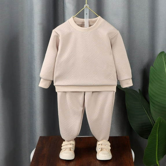 Children's Two-Piece Set, Long Sleeve Round Neck Sweatshirt and Pants, Casual Comfortable Outfit for Kids, Soft Breathable Fabric for Daily Wear and Play