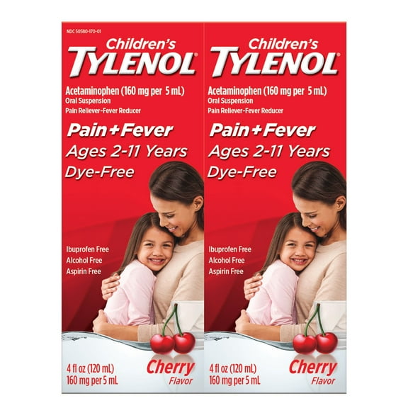 Children's Tylenol Oral Suspension, Cherry (4 Ounce, 2 Pack)