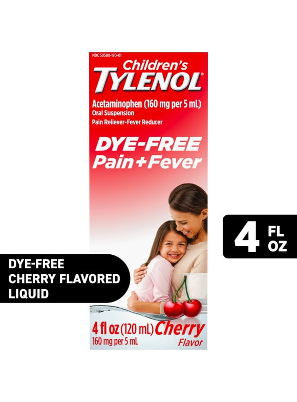 Tylenol Children's Oral Suspension Acetaminophen Medicine; Dye-Free Cherry; 4 fl. oz