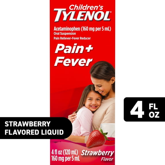 Children's Tylenol Pain + Fever Relief Medicine, Strawberry, 4 fl. oz