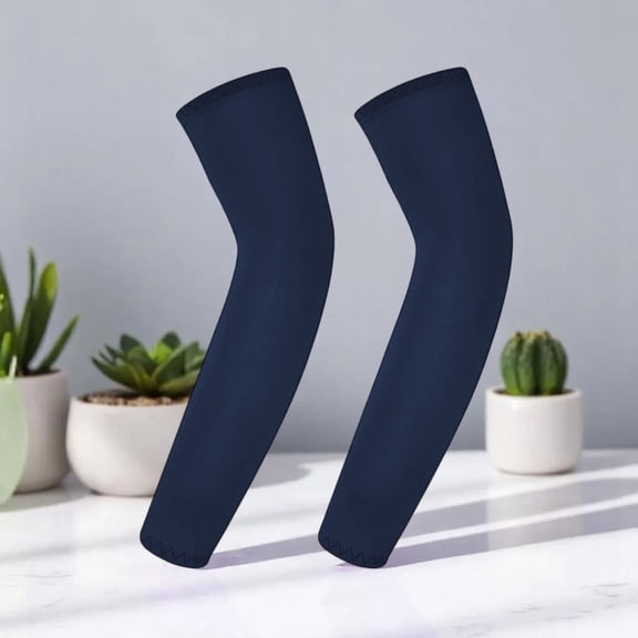 Children's UV Sun Protection Cooling Arm Sleeves, Quick-Dry Ice Silk Compression Sleeves for Outdoor Sports, Anti-Slip Elastic Arm Guards for Hiking, Cycling, Baseball, Navy Blue