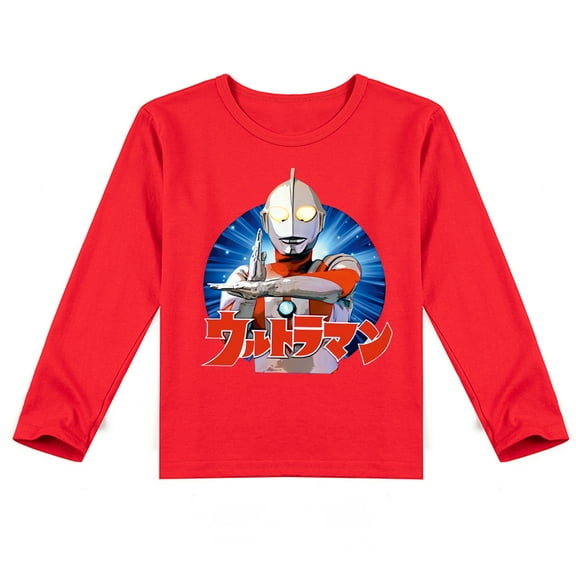 Children's Ultraman Breathable Long Sleeve T-shirt with Unique Print, Great for Fall for Boys and Girls