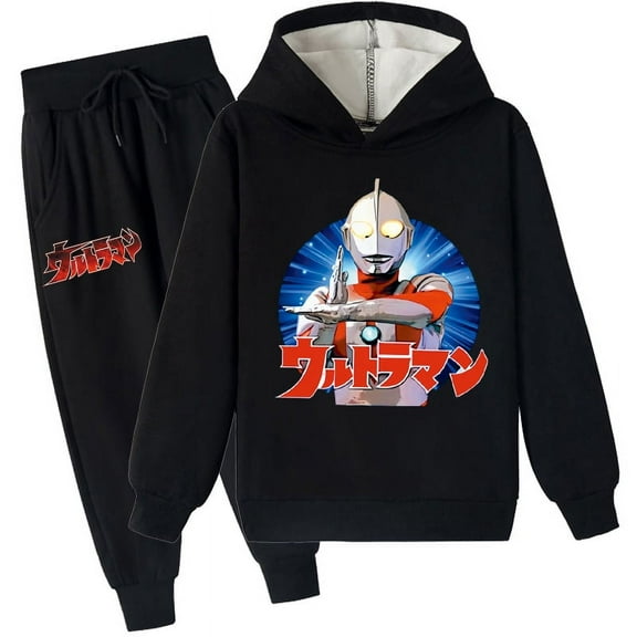 Children's Ultraman Brushed Pullover Hoodie Long Sleeve Tops Hooded Sweatshirt Sets for Boys Girls Winter Clothes