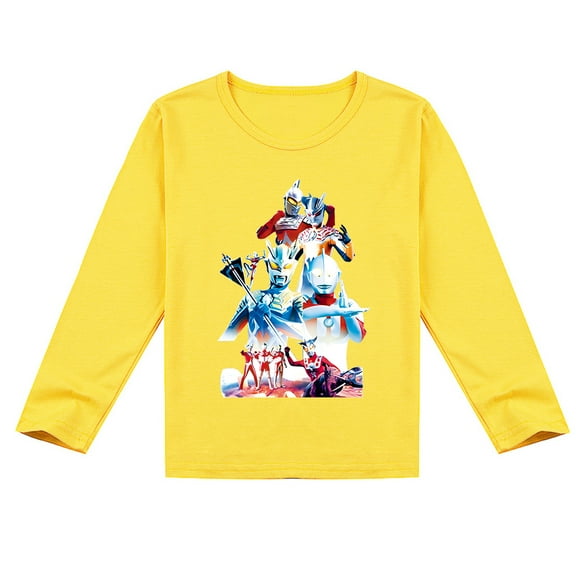 Children's Ultraman Soft Cotton Long Sleeve T-shirt: Stylish Print for Cooler Days for Boys and Girls