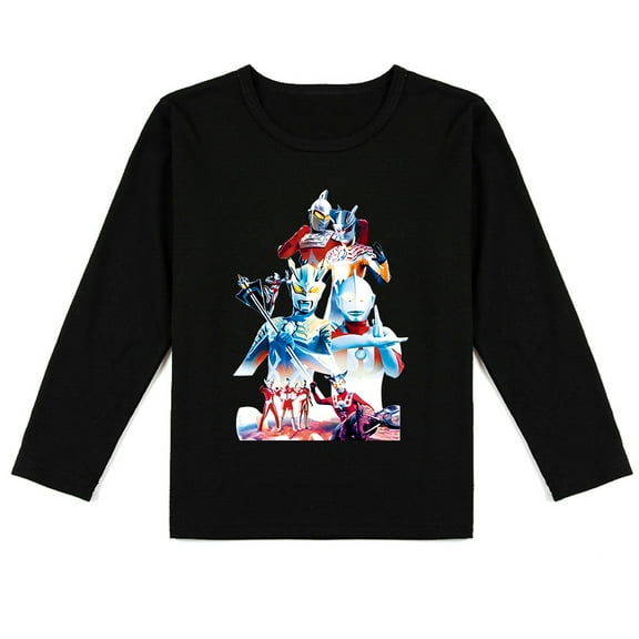 Children's Ultraman Soft Cotton Long Sleeve T-shirt: Stylish Print for Cooler Days for Boys and Girls
