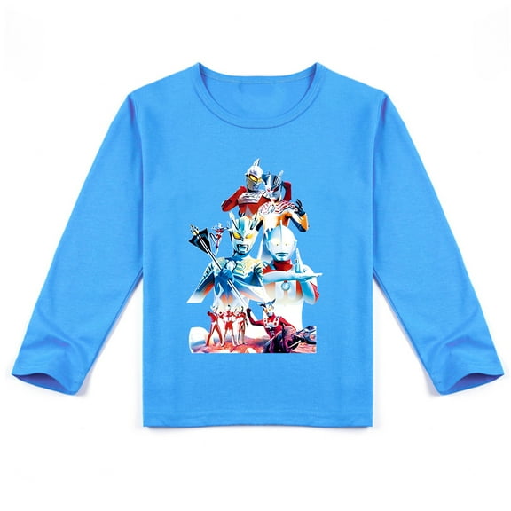 Children's Ultraman Soft Cotton Long Sleeve T-shirt: Stylish Print for Cooler Days for Boys and Girls
