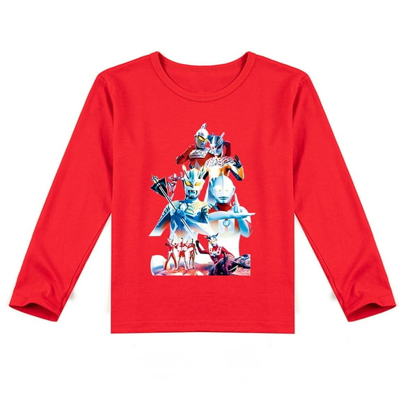 Children's Ultraman Soft Cotton Long Sleeve T-shirt: Stylish Print for Cooler Days for Boys and Girls