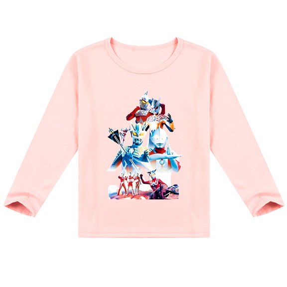 Children's Ultraman Soft Cotton Long Sleeve T-shirt: Stylish Print for Cooler Days for Boys and Girls