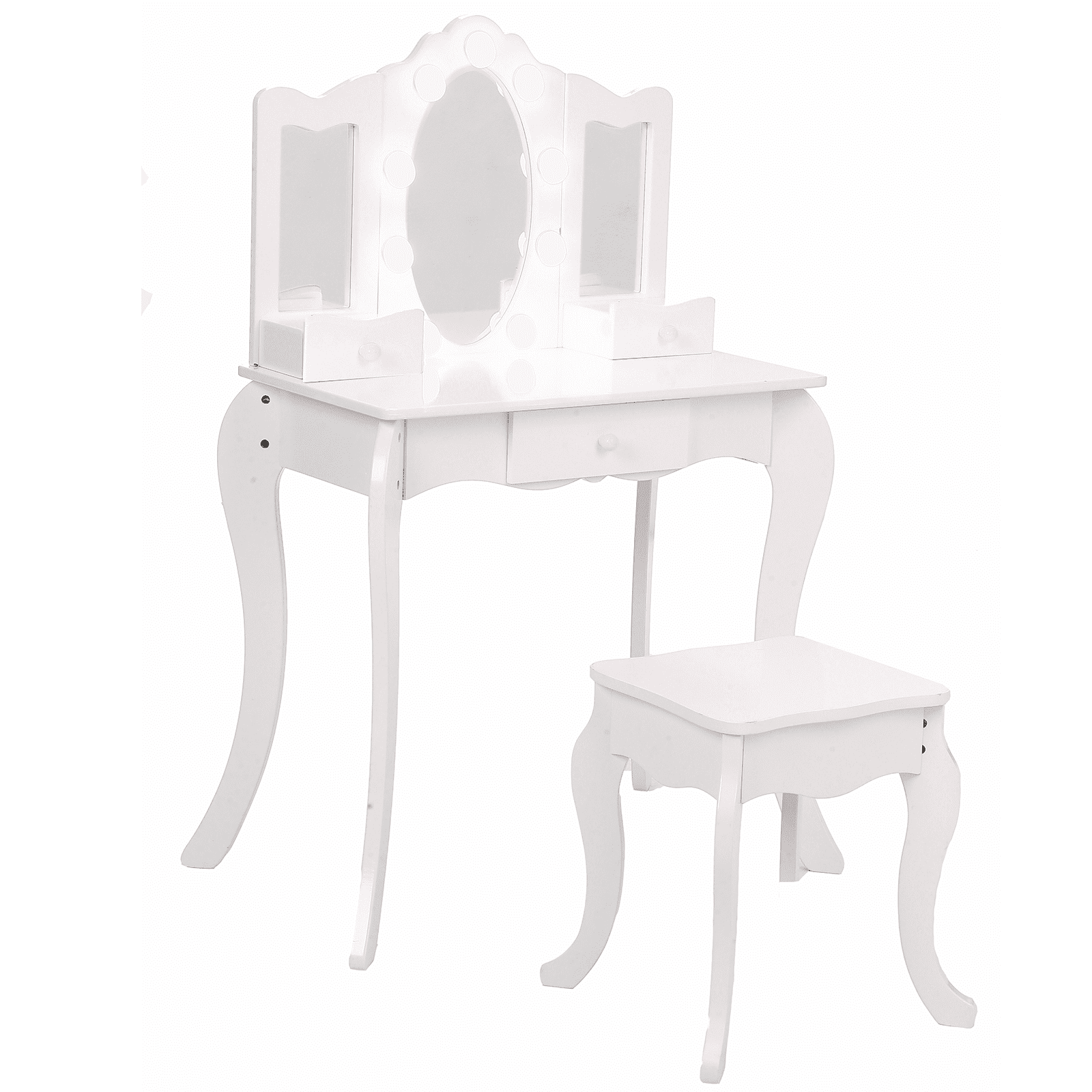Children's Vanity Set with Mirror, Stool, and Drawer Kids' Makeup