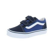vans kids old skool v skate shoe navy/true white 13.5