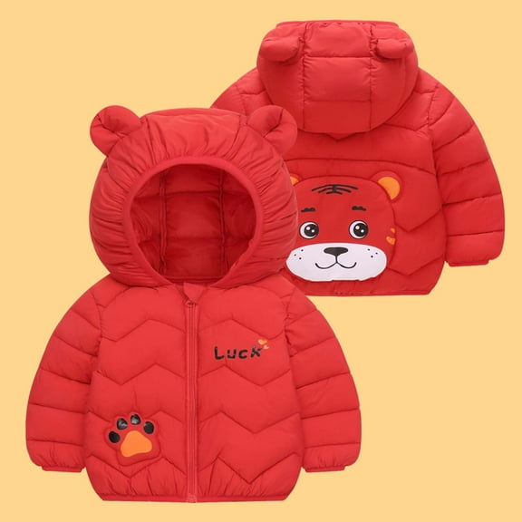 Children's Waterproof Rain Jacket Toddler Kids Boys Girls Winter Fleece Padded Jacket Hooded Zip Jacket Coat Fall Fashion Essential Sweatshirt