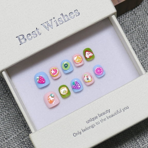 [Children's Wear Nail] New Handmade Wear Nail Cute Cartoon Fake Nail Pieces 3-12 Years Old Boutique Nail Art