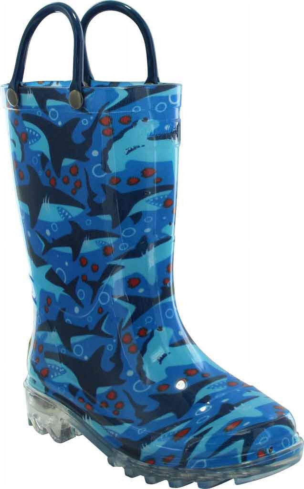 Children's Western Chief Shark Chase Lighted Rain Boot Blue 1 M ...