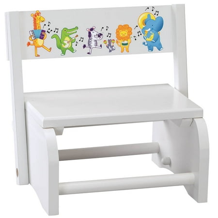 Children's White Musical Animals Step Stool