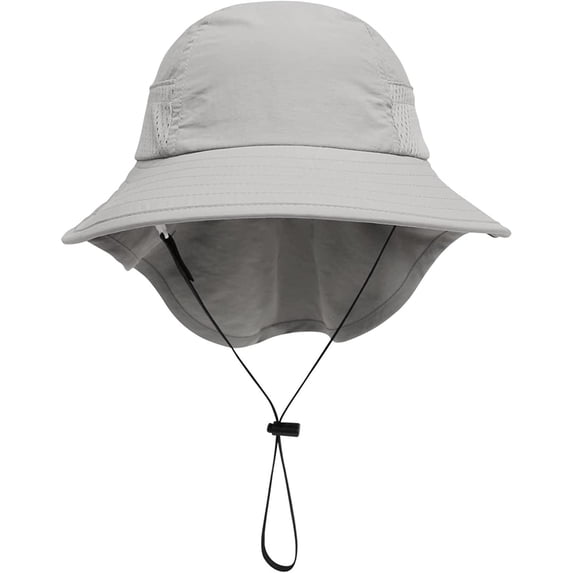 Children's Wide Brim Sun Hat for Kids UV Protection Summer Safari Cap with Neck Flap Breathable Mesh Panels Adjustable Chin Strap for Outdoor Beach Play Fishing Hiking Travel Accessory