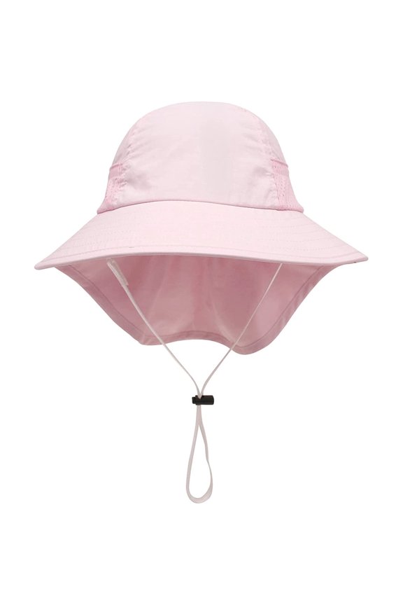 Children's Wide Brim Sun Hat for Kids UV Protection Summer Safari Cap with Neck Flap Breathable Mesh Panels Adjustable Chin Strap for Outdoor Beach Play Fishing Hiking Travel Accessory