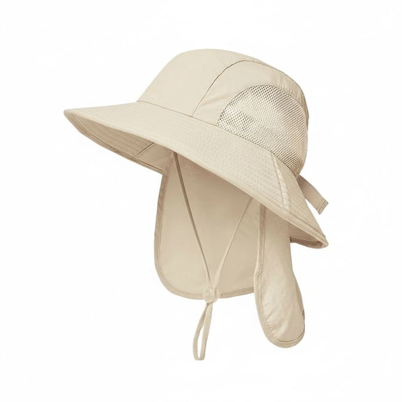 Children's Wide Brim Sun Hat with Neck Flap - UPF 50 UV Protection Bucket Safari Hat for Outdoor Boys & Girls