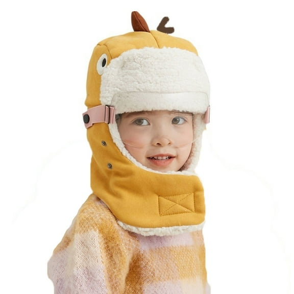 Children's Windproof Hat, Winter Warm Face Mask, Eskimo Hat with Ear Flaps, Fully Wrapped Cotton and Velvet, Non Fogging Goggles With Mask, Cute Cozy Trapper Cap for Kids, Ski Mask Balaclava